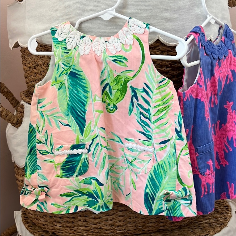 Lilly Pulitzer Pink and Green Tropical Print Scarf